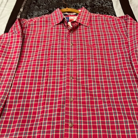 Wrangler George Strait Pink Blue Plaid Long Sleeved Western Shirt Large - Picture 5 of 8